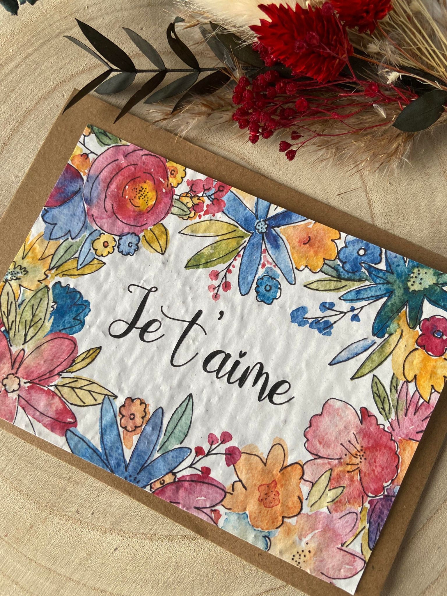 Carte à Planter Je T'aime - Carte Saint Valentin Amour Idée Cadeau Saint Valentin