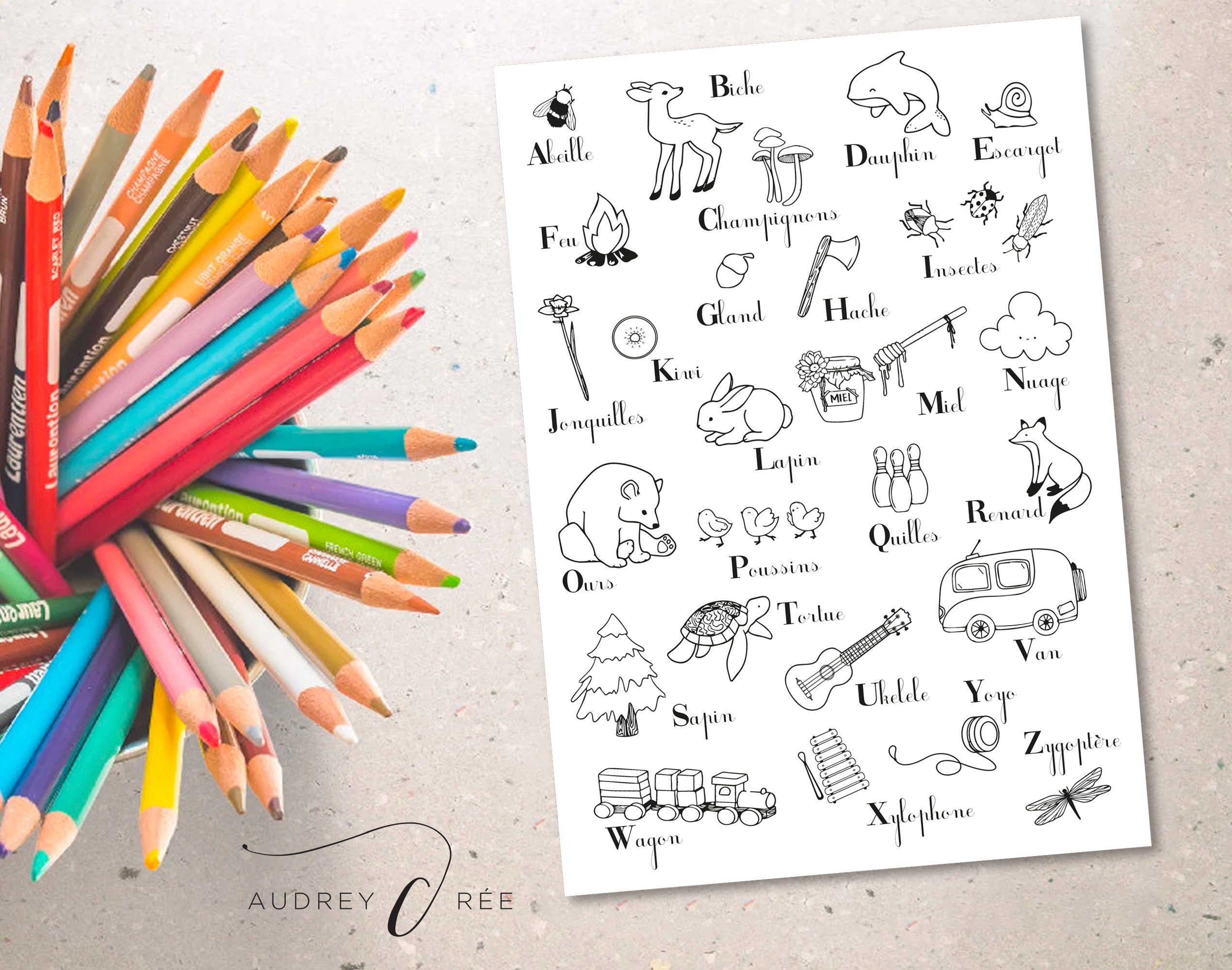 Abécédaire Enfants - Apprendre L'alphabet Alphabet Décoration Chambre Abécédaire à Colorier