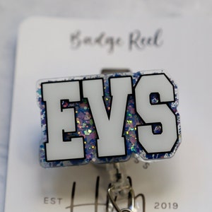 EVS Badge Reel, Environmental Services ID Holder, Custodian ID Holder, Retractable Acrylic Badge Reel