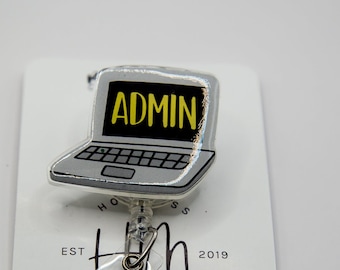 Admin Badge Reel, Hospital Administration ID Holder, Office Worker Badge Reel