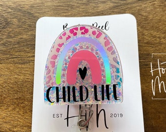 Portatarjetas de identificación infantil, arcoíris bohemio, portatarjetas retráctil, portatarjetas intercambiable, portatarjetas CCLS, portatarjetas infantil