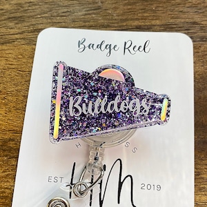 Cheer Leading Badge Reel, Cheer Leading Coach Badge Reel, Megaphone Badge ID, Stocking Stuffer