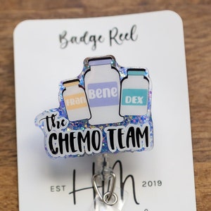 The Chemo Team Badge Reel, Oncology Badge Reel, Nurse ID Holder, cancer awareness, chemo nurse badge