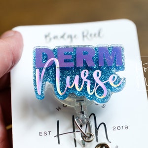 Derm Nurse Badge Reel, Skin Badge Reel, Name Tag Holder, dermatology nurse