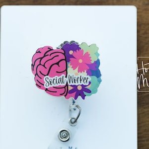 Maatschappelijk werker Badge Reel, maatschappelijk werker badge, ID-houder, intrekbare acryl badge Reel
