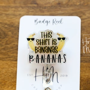 This shift is bananas Badge Reel, RN id Holder, Jesus Retractable Acrylic Badge Reel, Nurse Gift, Funny Badge Reel, Glitter id holder