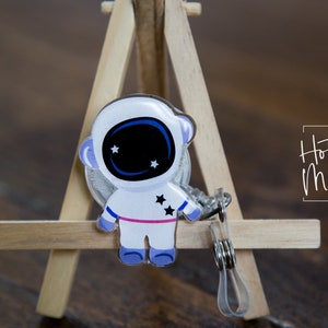 Astronaut Badge Reel, Personalized Space Badge ID, Science Retractable Lanyard, Teacher Badge, Scientist