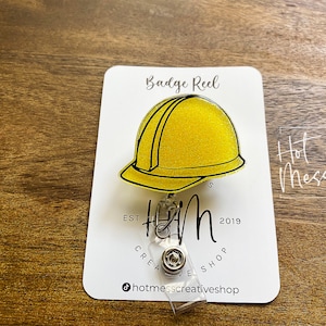 Bobine de badge pour casque de protection, Épingle de construction, Bobine de badge rétractable en acrylique, Porte-carte d'identité interchangeable