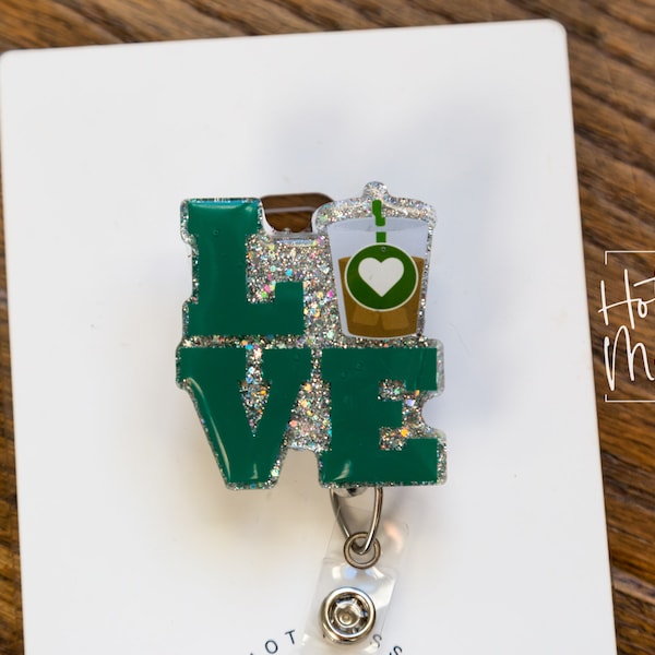 アイスコーヒーバッジリール、交換可能なIDホルダー、クリスマスプレゼント、先生へのギフト