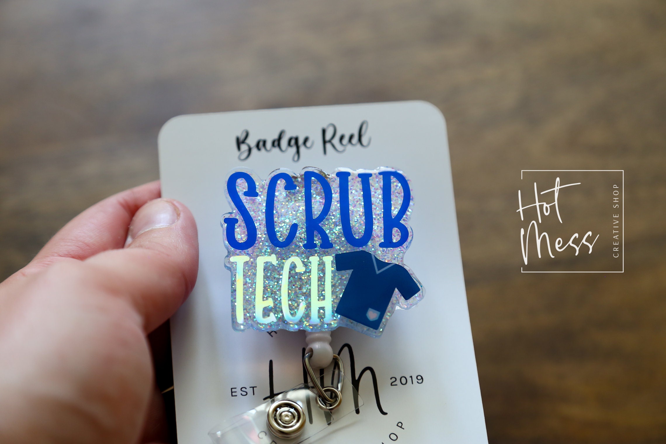 Fun & Sparkly Badge Reel For Surgical Techs & OR Nurses - Glitter ID Holder Clip For Scrub Life - View #10