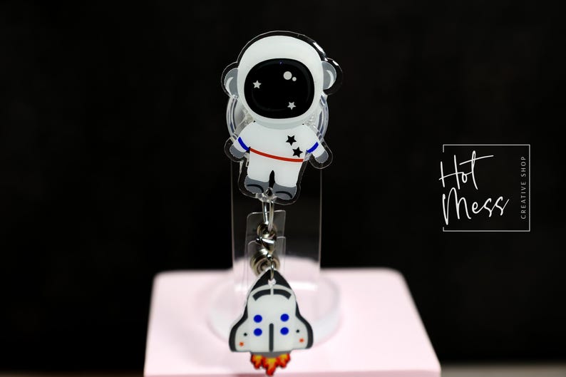 Astronaut Badge Reel, Personalized Space Badge ID, Science Retractable Lanyard, Teacher Badge, Scientist image 6
