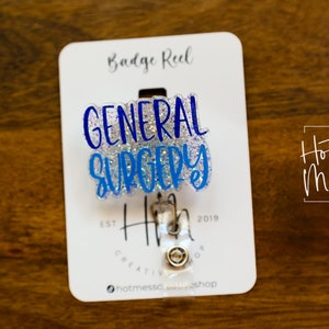 General Surgery Badge Reel, OR ID Holder, operating room, Retractable Badge Reel, Interchangeable Badge Holder, Surgeon gift