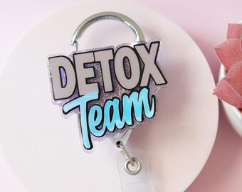 Detox Team Acrylic Badge Reel, Interchangeable Face, Resin Protected