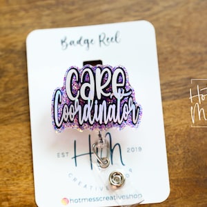 Care Coordinator Badge Reel, Nurse Badge Reel, RN ID Holder, Retractable Acrylic Badge Reel, Teacher Badge Reel, patient care