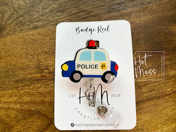 Police Car Badge Reel, Police Support Badge, Police ID Holder