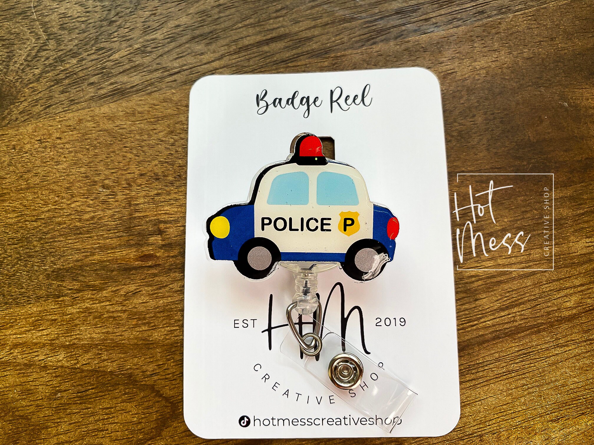 Police Car Badge Reel, Police Support Badge, Police ID Holder