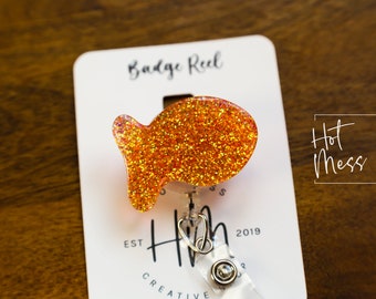 Goldfish Badge Reel, Daycare ID Holder, Interchangeable Badge Reel, Teacher Gift, Daycare Teacher, NICU Nurse