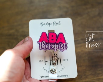 ABA Therapist Badge Reel, ADHD id Holder, Interchangeable ID Holder, Retractable Badge