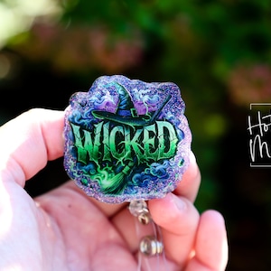 Porta credencial malvado, porta credencial de Halloween, porta credencial Elphaba, porta credencial intercambiable, regalo para teatro