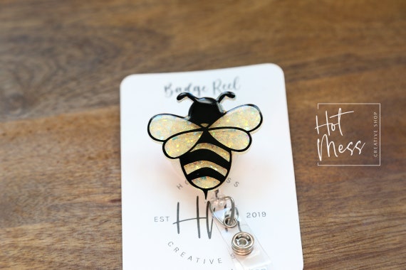 Bee Badge Reel, Gift for Beekeeper, Funny Badge Reel, Summer Nurse
