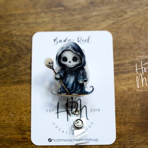 Halloween Badge Reel, Sensenmann ID Inhaber, austauschbare Ausweishalter, Horrorfilm