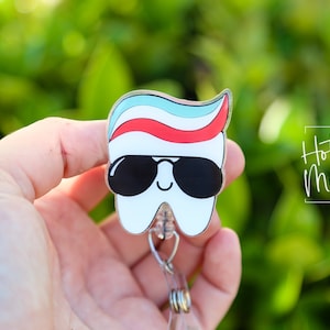 Bobina per badge dentale, Dente fresco senza spilla glitterata, Bobina per badge dentista, Bobina per badge retrattile, Bobina per badge intercambiabile, assistente dentale