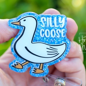 Silly Goose badge reel, Interchangeable Badge Reel, Cute badge Reel, Teacher ID Holder, animal badge reel, Badge Holder, Stocking Stuffer