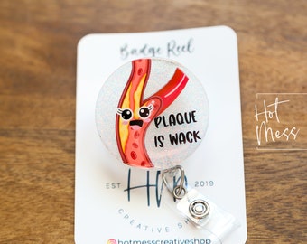 Plaque is Wack Funny Badge Reel, RN ID Holder, Nurse Gift, Night Shift, cardiologist, Custom Badge Reel