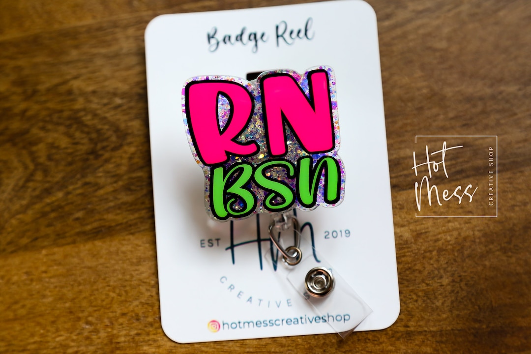 RN Badge Holder, RN, BSN Badge Reel, Rn Id Holder, Retractable Acrylic