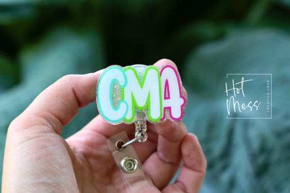 Certified Medical Assistant Glitter Badge Reel – Sparkly ID Holder for CMA, Retractable Badge Clip, Cute Healthcare Accessory