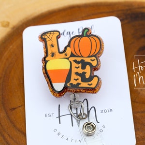 Halloween Badge Reel, Love Halloween badge reel, Halloween ID Holder, Interchangeable badge reel