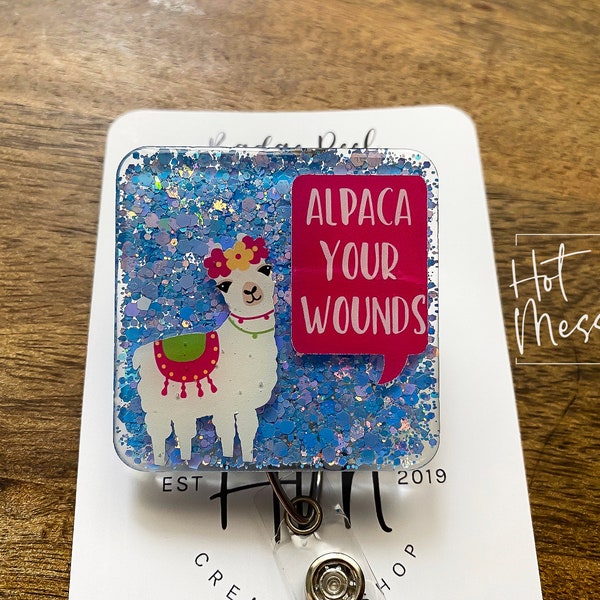 Alpaca Your Wound Badge Reel, Wound Care Nurse Badge Reel, RN ID Holder, Retractable Acrylic Badge Reel, Nurse Gift, Boo Boo Crew