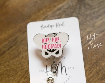Hip, Hip, Hooray, Pelvis Badge Reel, Ortho,  Retractable Badge Reel, Interchangeable Badge Reel