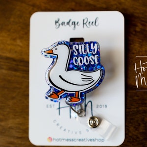 Silly Goose badge reel, Interchangeable Badge Reel, Cute badge Reel, Teacher ID Holder, animal badge reel, Badge Holder, Stocking Stuffer
