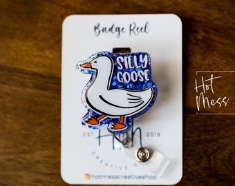 Silly Goose badge reel, Interchangeable Badge Reel, Cute badge Reel, Teacher ID Holder, animal badge reel, Badge Holder, Stocking Stuffer