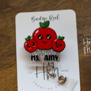 Cute Apple Badge Reel Retractable ID Badge Holder Glitter Badge Reel  Dietician Badge Nutritionist Id Holder Fruit Nurse Badge Reel -  Canada