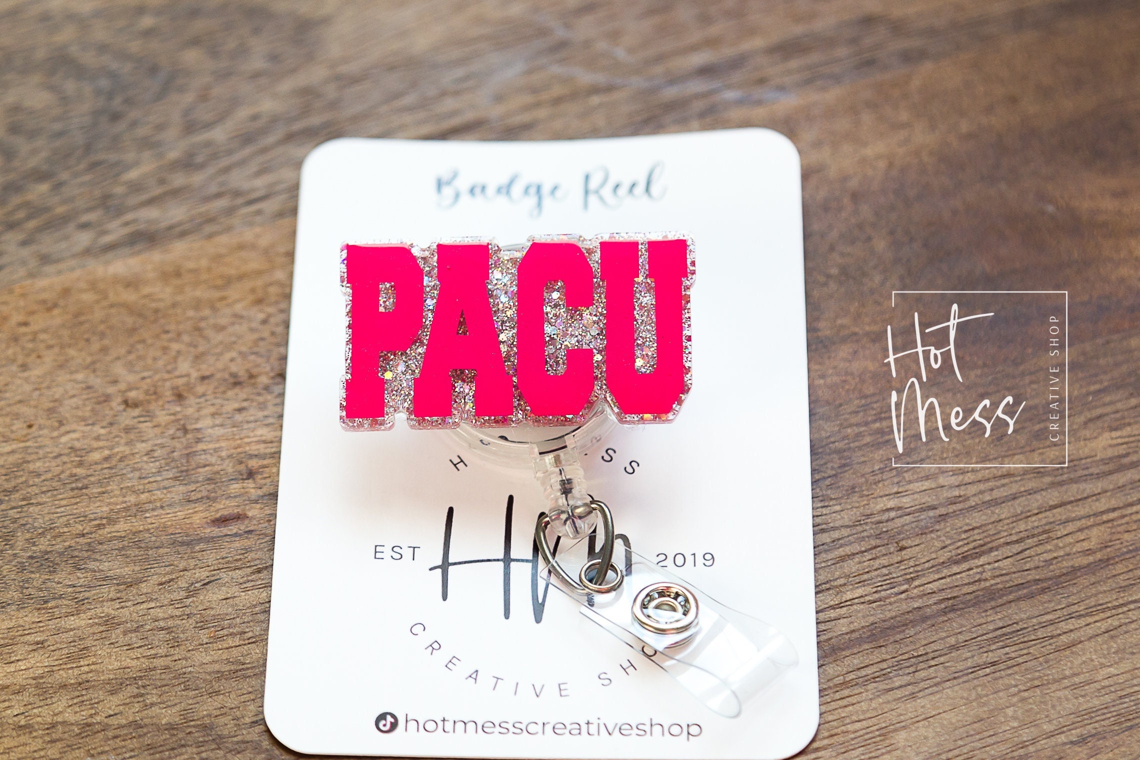 PINK PACU Krankenschwester Badge Reel, Krankenschwester ID Halter, ausziehbare Abzeichen Reel, Austauschbarer Badge Halter, Pacu Nurse Geschenk