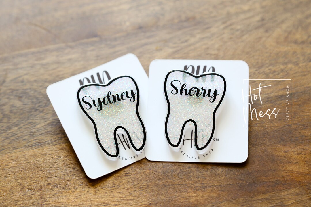 Dental Name Tag Pin, Dentist Badge Reel, Retractable Badge Reel