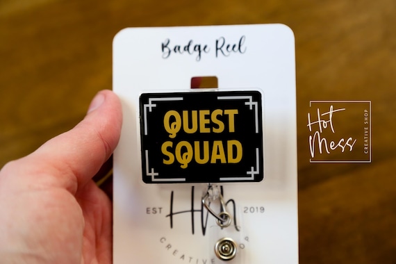 Quest Squad Patch Badge Reel, Book Nerd Badge Reel, Retractable Badge Reel, Interchangeable Badge Reel, Book Lovers, Booktok, 4th wing