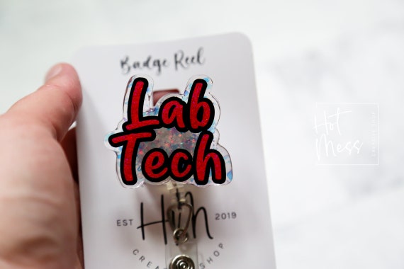 Pink Lab Tech Badge Reel, Funny Badge Reel, Retractable Badge Reel, Interchangeable Badge Reel, Lab Tech Gift