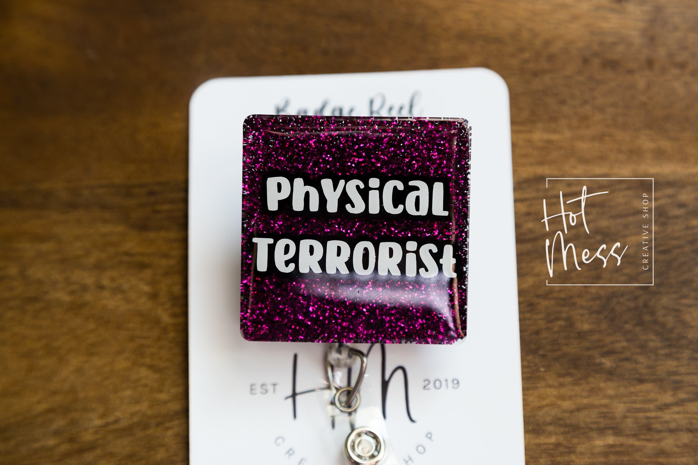 Funny Physical Therapy Badge Reel, Glitter Badge Reel, RN ID Holder,  Retractable Acrylic Badge Reel, PT Gift 