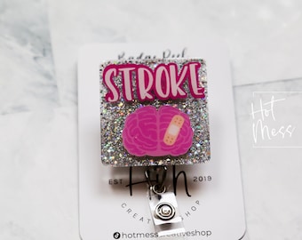 Stroke Badge Reel, Cute badge reel, Nurse ID Holder, brain badge reel, Doctor Badge Reel, Stroke Team ID Holder