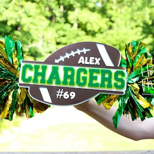 Football Cheer Stick, Spirit Stick, Game Day Stick, Personalized Name Cheer Sign With Pom Poms