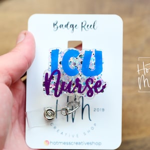 ICU Nurse Funny Badge Reel, Nurse Badge Reel, Medical ID Holder, ICU Nurse, Retractable Badge