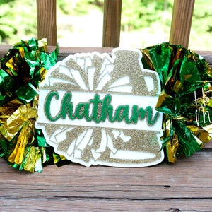 Cheerleader Cheer Stick, Spirit Stick, Game Day Stick, Personalized Name Cheer Sign With Pom Poms