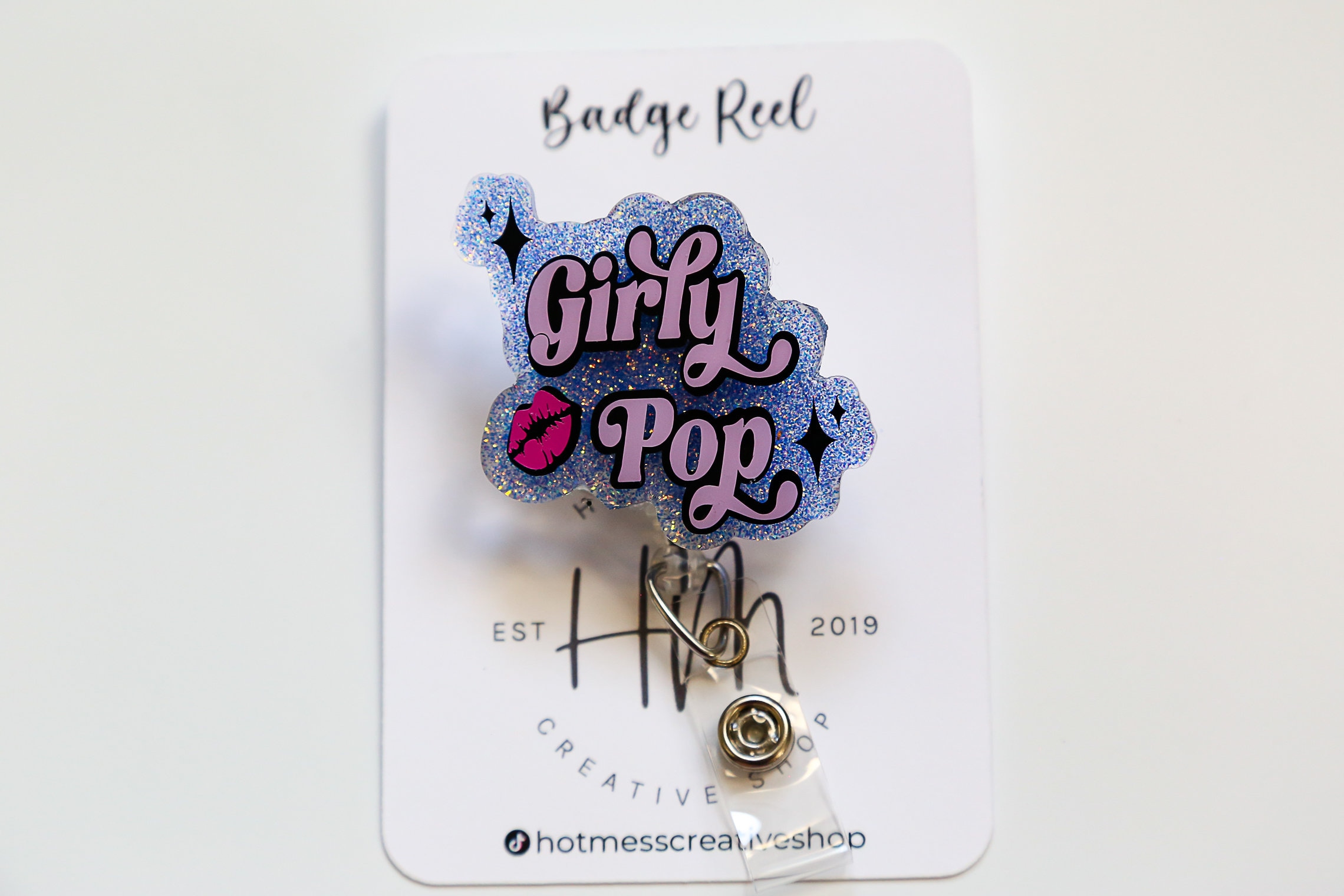 Girly Pop Badge Reel, Retractable Badge Reel, Interchangeable Badge Reel, Funny Badge Reel, Dark Humor