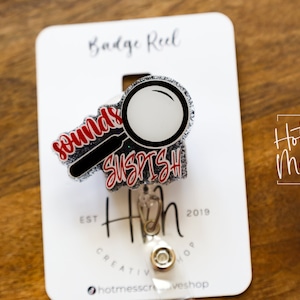 Sounds Suspish Funny Magnifying Glass Badge Reel, True Crime ID Holder, Retractable Badge Reel, Interchangeable Badge Holder, Forensics