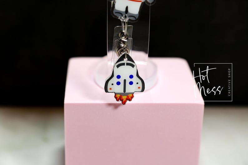Astronaut Badge Reel, Personalized Space Badge ID, Science Retractable Lanyard, Teacher Badge, Scientist image 3
