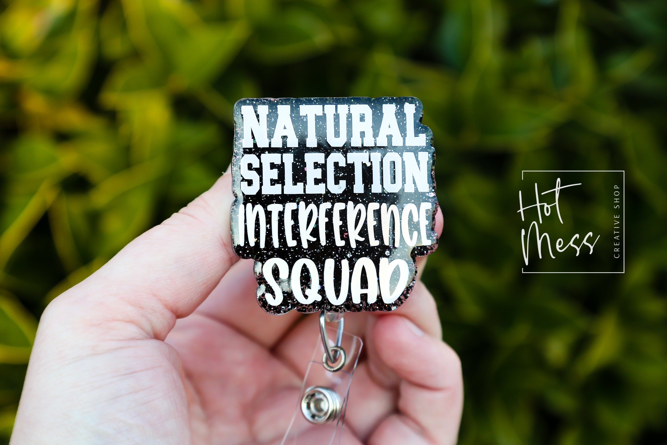 Natural Selection Interference Squad EMS Firefighter Badge Reel, Funny Badge Reel, Retractable Badge Reel, Interchangeable Badge Reel