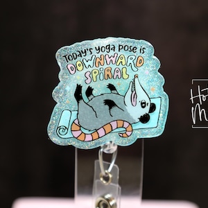 Downward Spiral, Funny Badge reel, ID Lanyard, Retractable Acrylic Badge Reel, Nurse Gift, Night Shift, dark humor gift, Stocking Stuffer